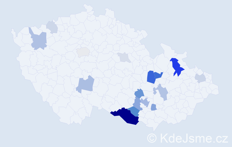 Příjmení: 'Potácel', počet výskytů 52 v celé ČR