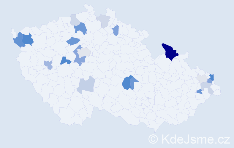 Příjmení: 'Királyová', počet výskytů 49 v celé ČR