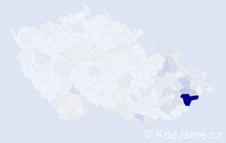 Příjmení: 'Koňaříková', počet výskytů 697 v celé ČR