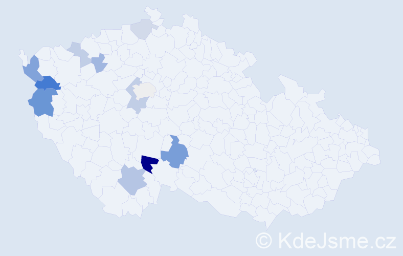 Příjmení: 'Dědouch', počet výskytů 26 v celé ČR