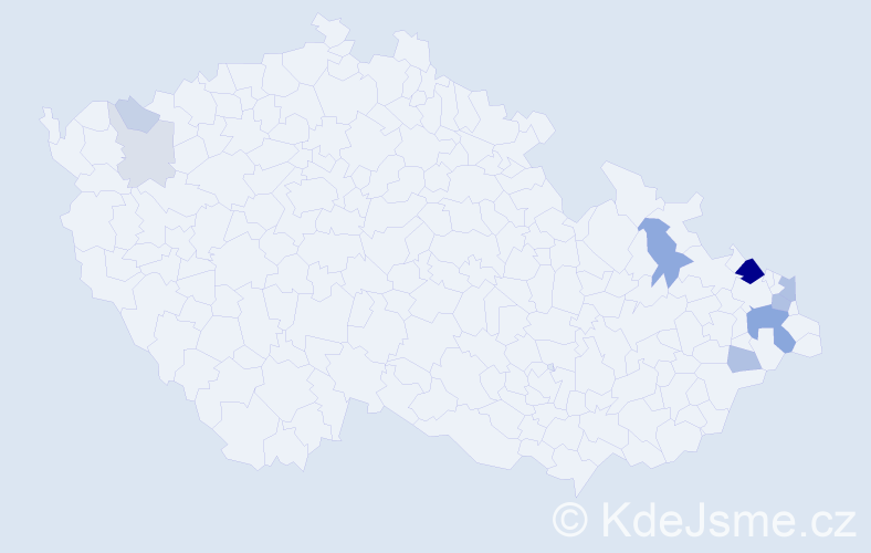 Příjmení: 'Čuraj', počet výskytů 44 v celé ČR