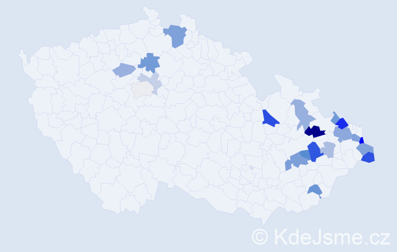 Příjmení: 'Plaskurová', počet výskytů 45 v celé ČR