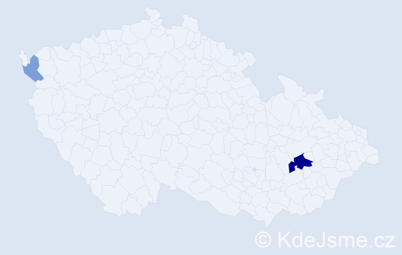Příjmení: 'Nejmetová', počet výskytů 6 v celé ČR