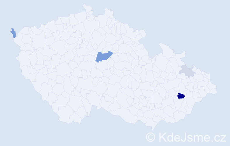Příjmení: 'Dudlák', počet výskytů 9 v celé ČR