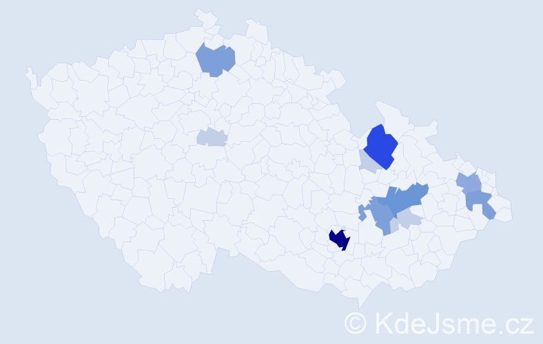 Příjmení: 'Daška', počet výskytů 36 v celé ČR