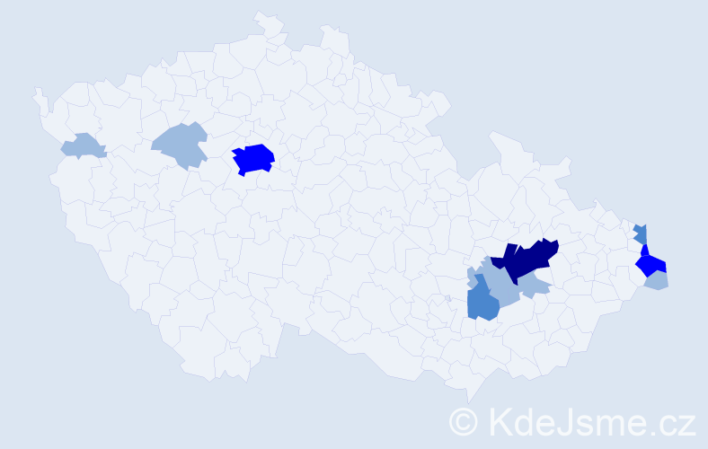 Příjmení: 'Stenchláková', počet výskytů 22 v celé ČR