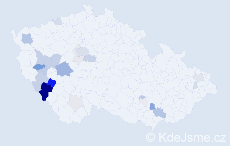 Příjmení: 'Tršová', počet výskytů 70 v celé ČR