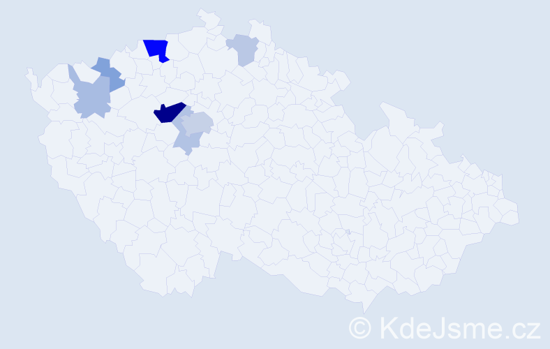 Příjmení: 'Abrham', počet výskytů 23 v celé ČR