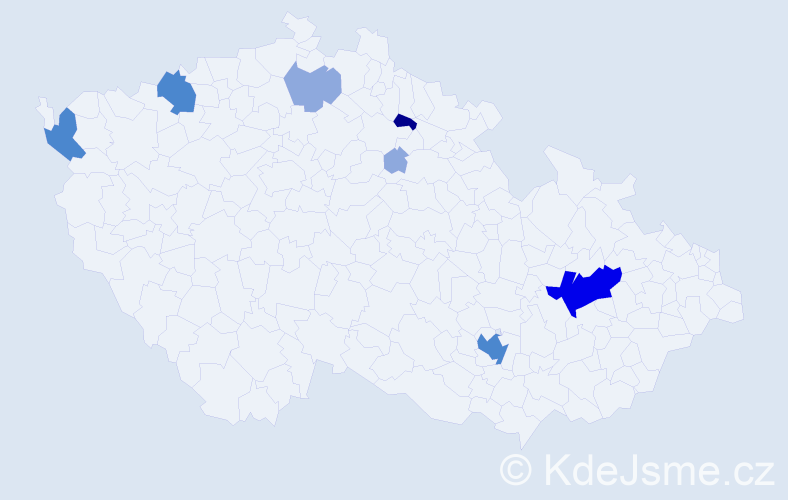 Příjmení: 'Tegelová', počet výskytů 22 v celé ČR