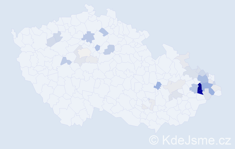Příjmení: 'Kutáčová', počet výskytů 163 v celé ČR
