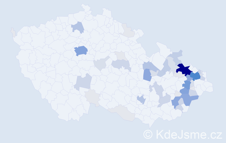 Příjmení: 'Košárek', počet výskytů 205 v celé ČR