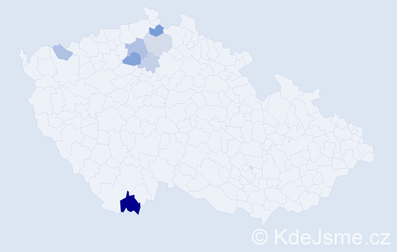 Příjmení: 'Hujsl', počet výskytů 14 v celé ČR