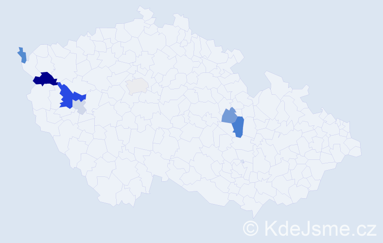 Příjmení: 'Mordaninec', počet výskytů 13 v celé ČR