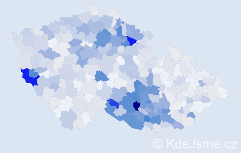 Příjmení: 'Dufek', počet výskytů 2423 v celé ČR