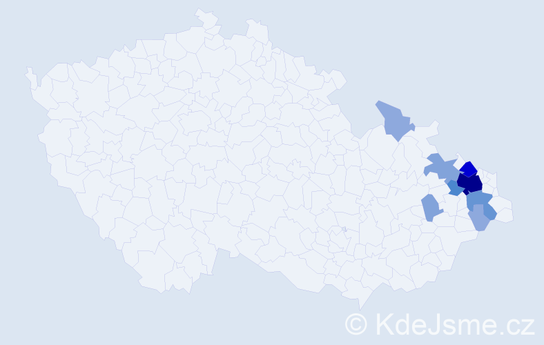 Příjmení: 'Burečková', počet výskytů 28 v celé ČR