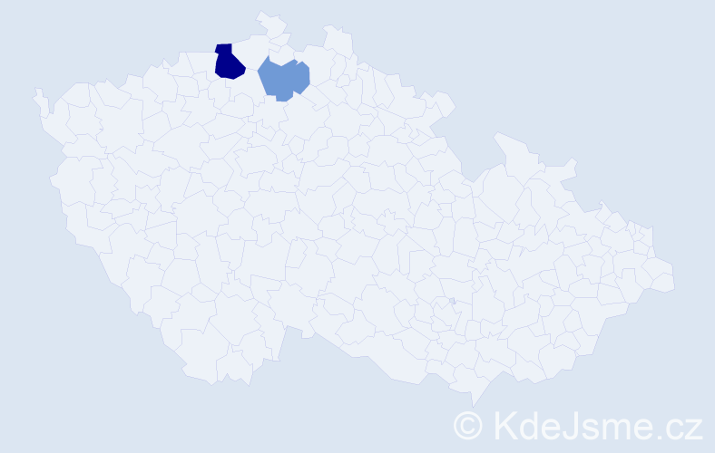 Příjmení: 'Janulcová', počet výskytů 5 v celé ČR
