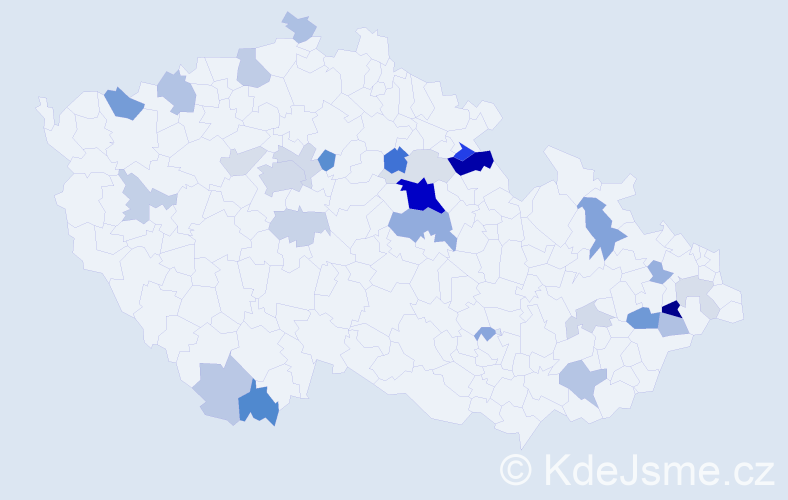 Příjmení: 'Halda', počet výskytů 71 v celé ČR