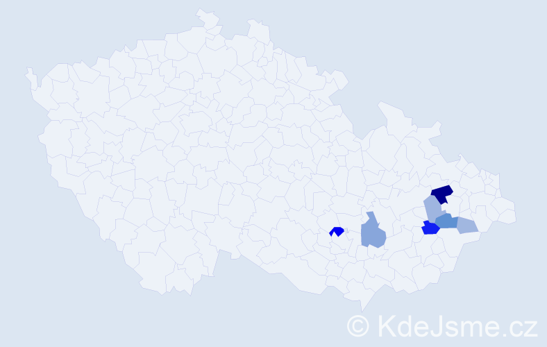 Příjmení: 'Baďuříková', počet výskytů 15 v celé ČR
