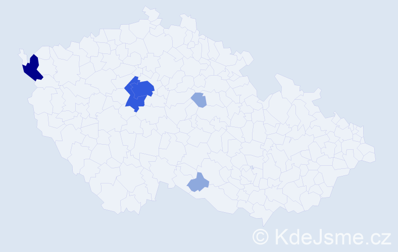 Příjmení: 'Kocev', počet výskytů 13 v celé ČR