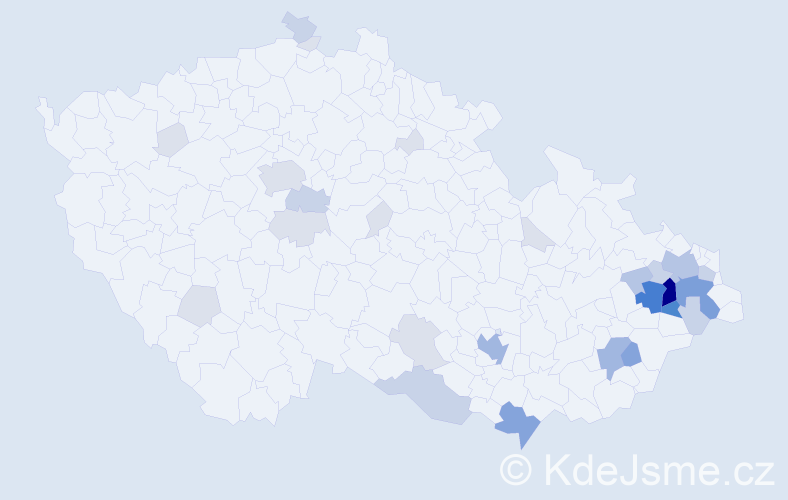 Příjmení: 'Lošák', počet výskytů 104 v celé ČR