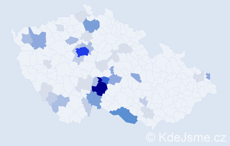 Příjmení: 'Dalíková', počet výskytů 120 v celé ČR