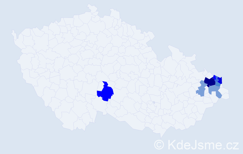 Příjmení: 'Pastušek', počet výskytů 36 v celé ČR