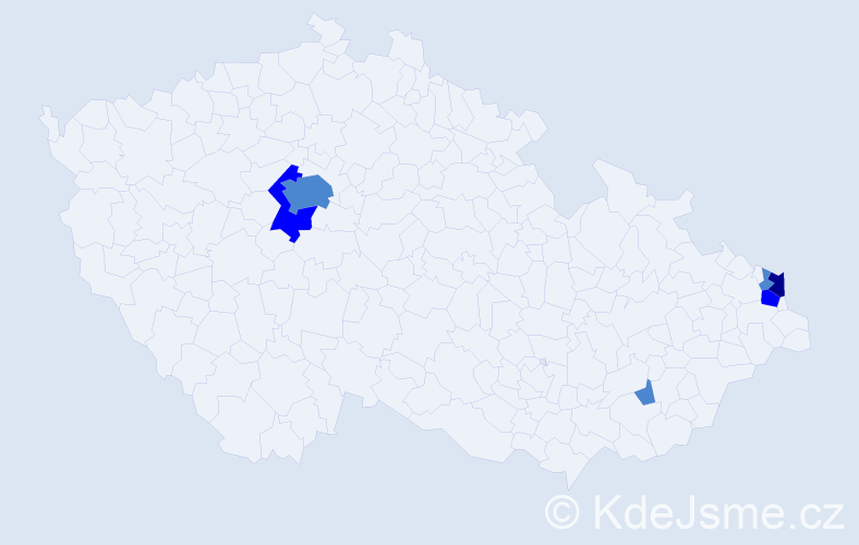 Příjmení: 'Bartulíková', počet výskytů 10 v celé ČR
