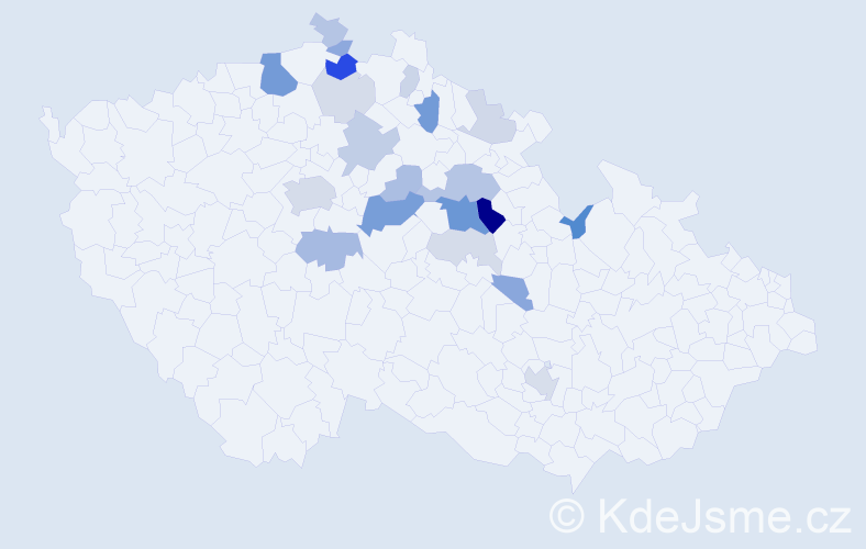Příjmení: 'Tahal', počet výskytů 58 v celé ČR