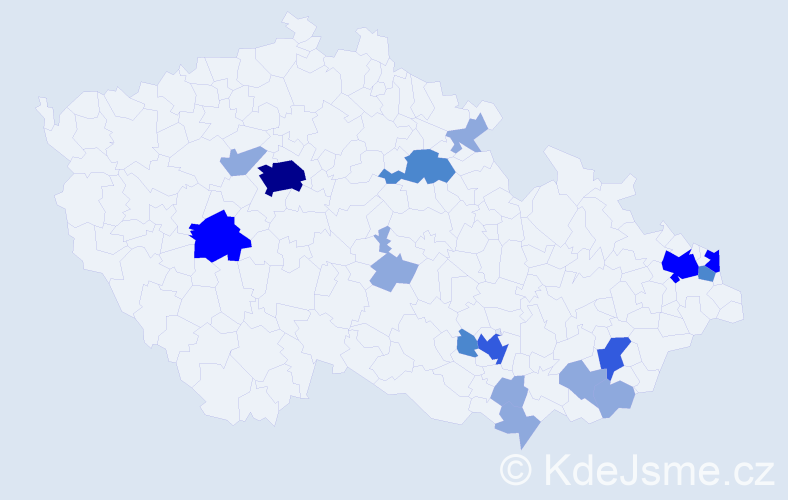 Příjmení: 'Hornáčková', počet výskytů 36 v celé ČR