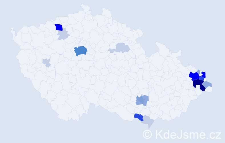 Příjmení: 'Woznica', počet výskytů 69 v celé ČR