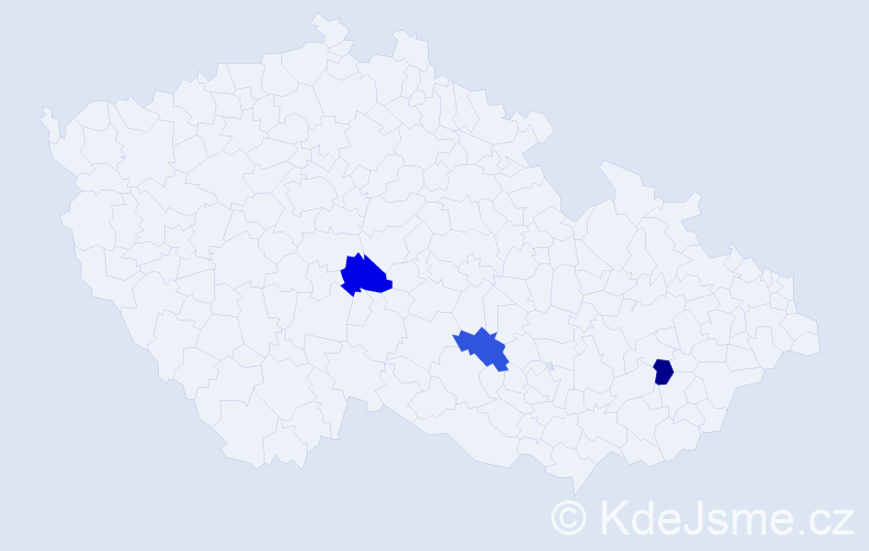 Příjmení: 'Kevická', počet výskytů 3 v celé ČR