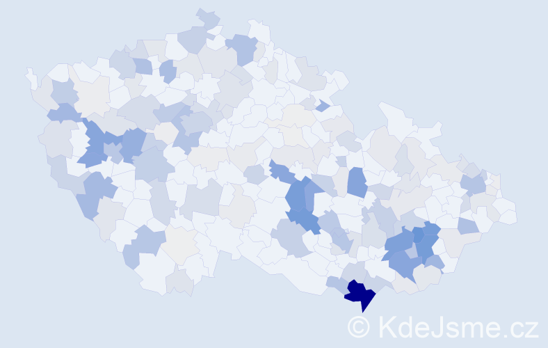 Příjmení: 'Pálková', počet výskytů 696 v celé ČR