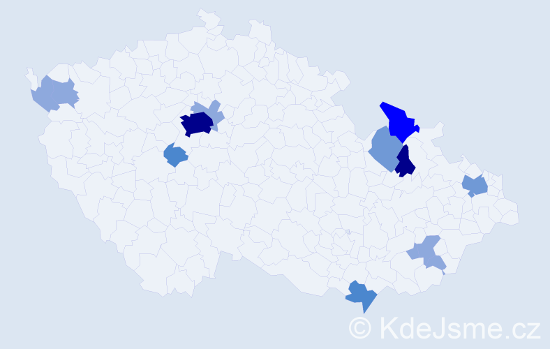 Příjmení: 'Babčák', počet výskytů 32 v celé ČR