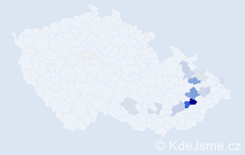 Příjmení: 'Zichalová', počet výskytů 25 v celé ČR