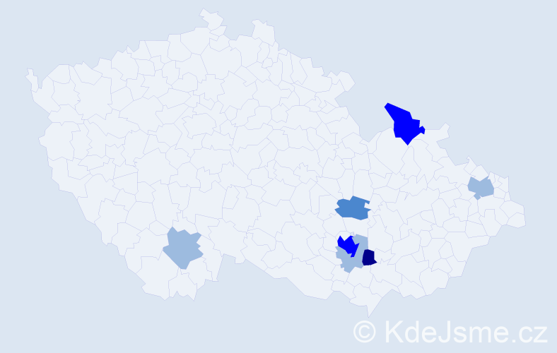 Příjmení: 'Burišková', počet výskytů 16 v celé ČR