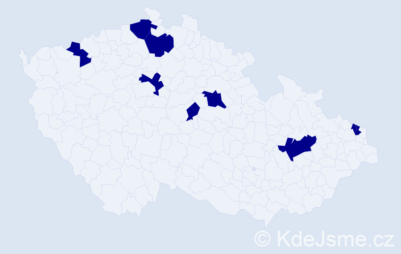 Příjmení: 'Gaál', počet výskytů 9 v celé ČR