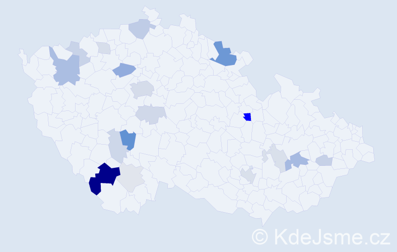 Příjmení: 'Iliev', počet výskytů 51 v celé ČR