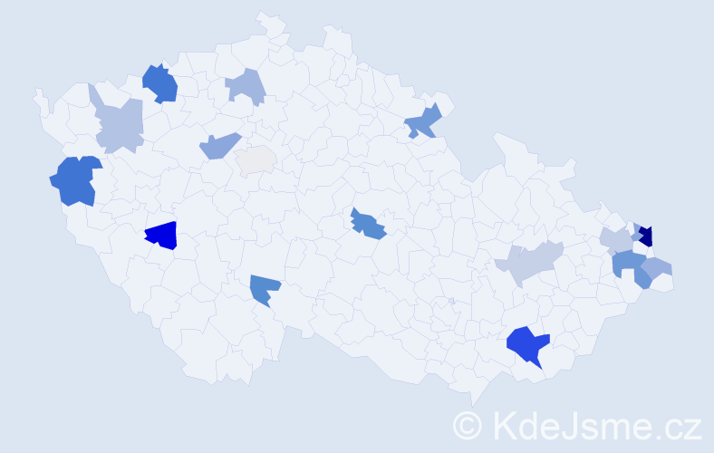 Příjmení: 'Kovaľová', počet výskytů 36 v celé ČR