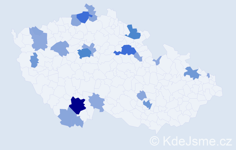 Příjmení: 'Bobr', počet výskytů 59 v celé ČR