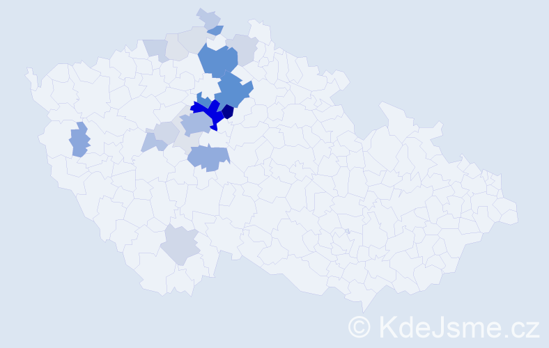 Příjmení: 'Houštecký', počet výskytů 92 v celé ČR