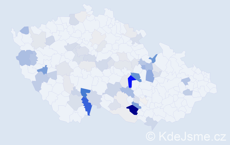 Příjmení: 'Kocandová', počet výskytů 217 v celé ČR