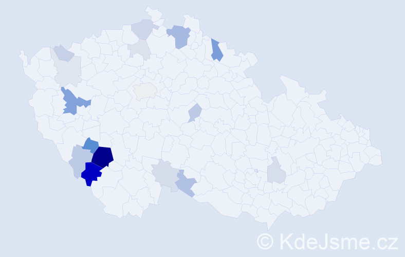 Příjmení: 'Česánek', počet výskytů 51 v celé ČR