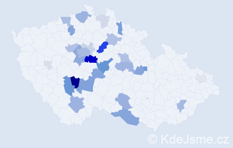 Příjmení: 'Dědourková', počet výskytů 73 v celé ČR