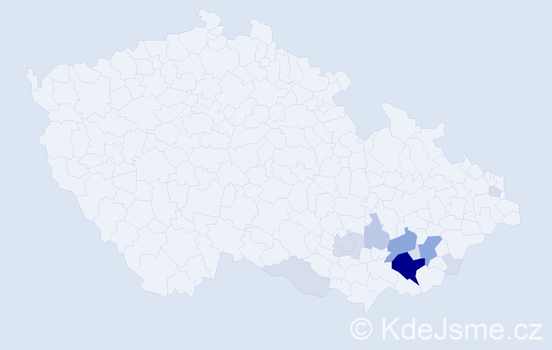 Příjmení: 'Mimránek', počet výskytů 34 v celé ČR
