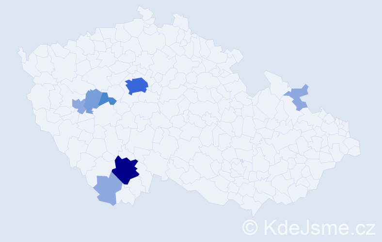 Příjmení: 'Kotnauer', počet výskytů 19 v celé ČR
