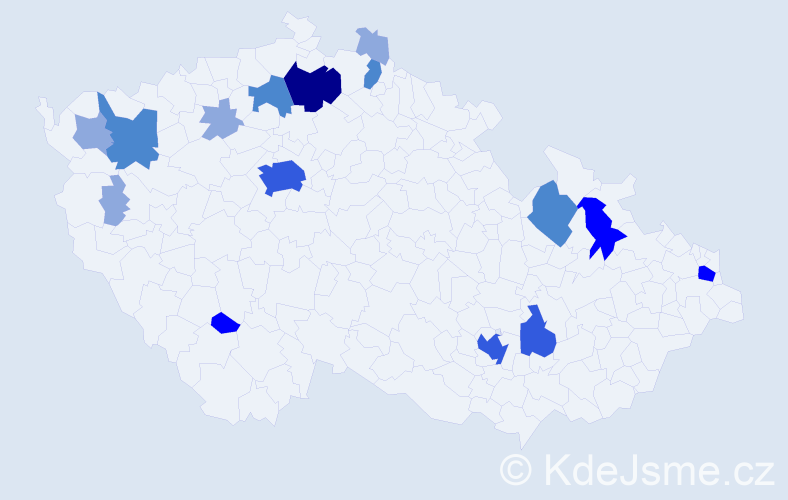 Příjmení: 'Höger', počet výskytů 38 v celé ČR