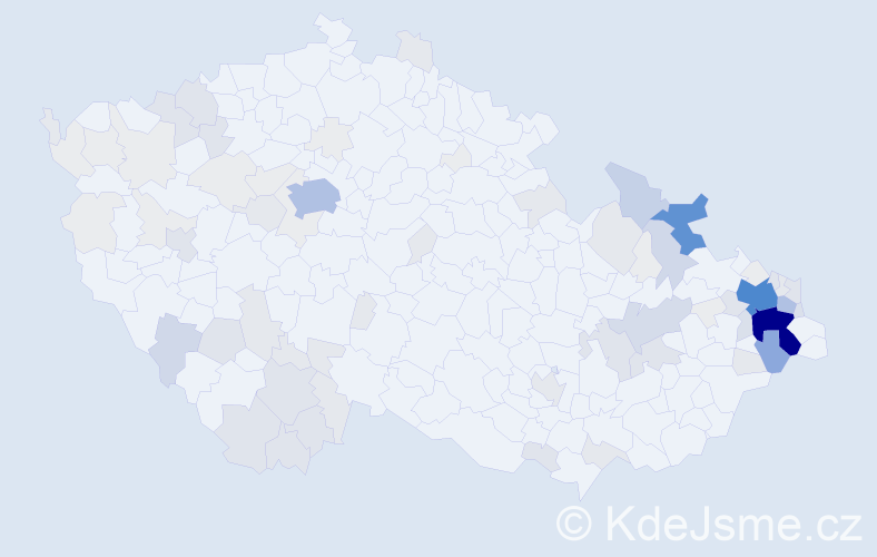 Příjmení: 'Blahuta', počet výskytů 338 v celé ČR