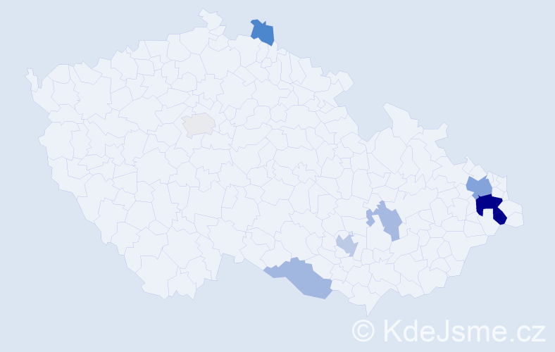 Příjmení: 'Pazděrová', počet výskytů 17 v celé ČR