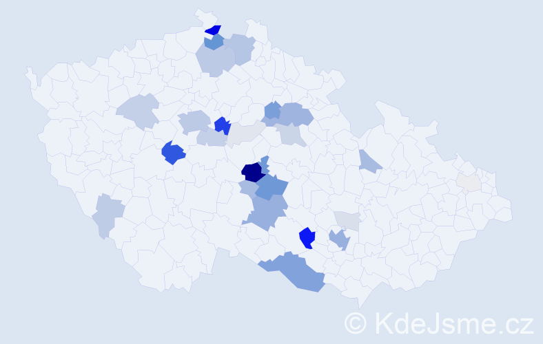 Příjmení: 'Caska', počet výskytů 131 v celé ČR