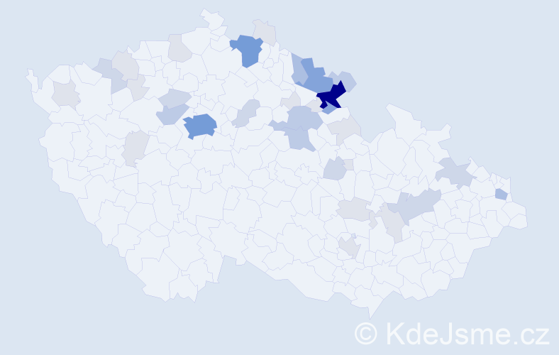 Příjmení: 'Chráska', počet výskytů 105 v celé ČR